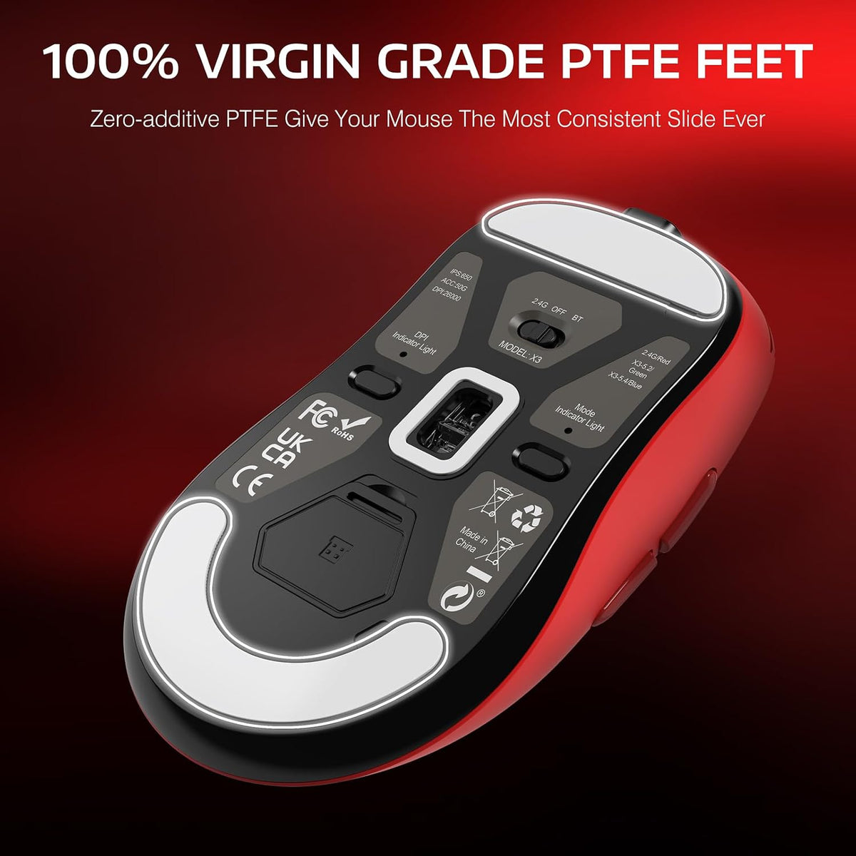 Attack Shark X3 red edition close up of side buttons