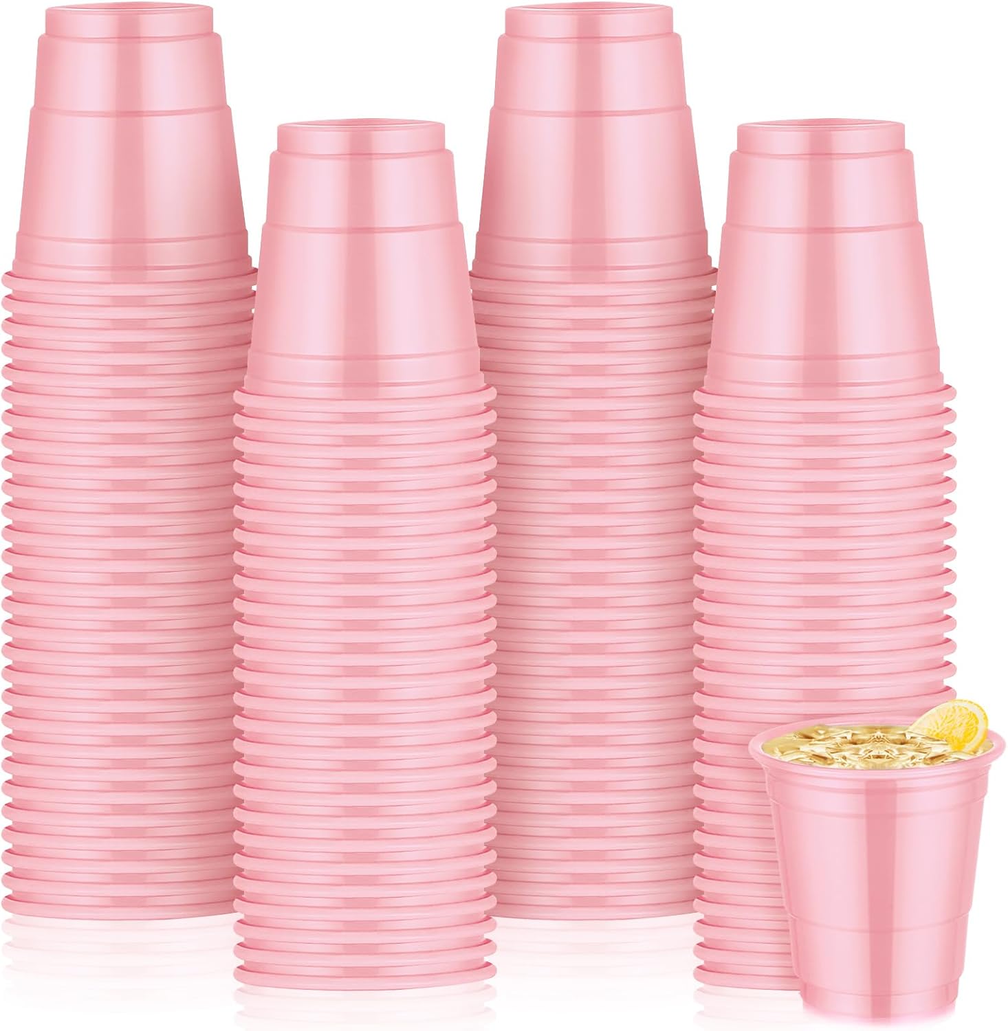 Roshtia light pink plastic shot cups 100 pack front view