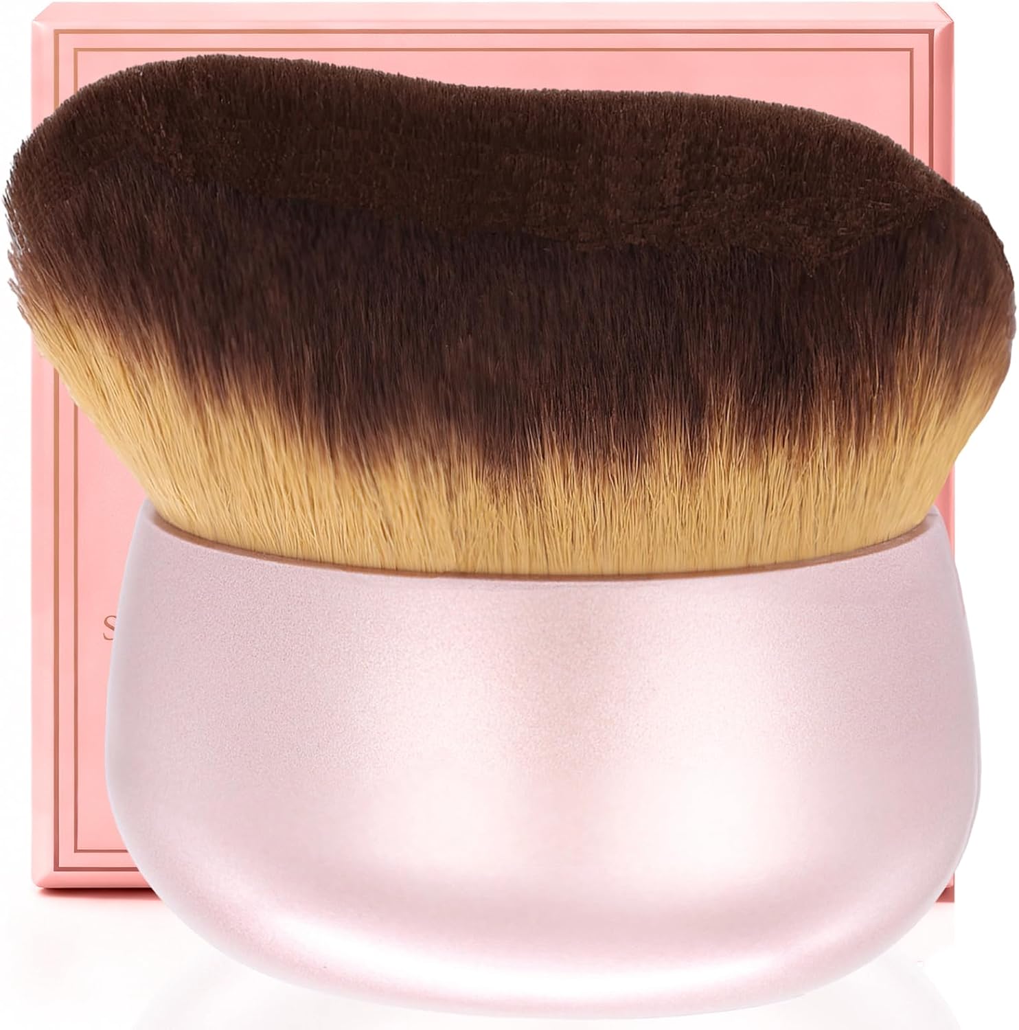 EOICCEOH extra large body makeup brush front view featuring 75mm wide kabuki head and rose gold handle