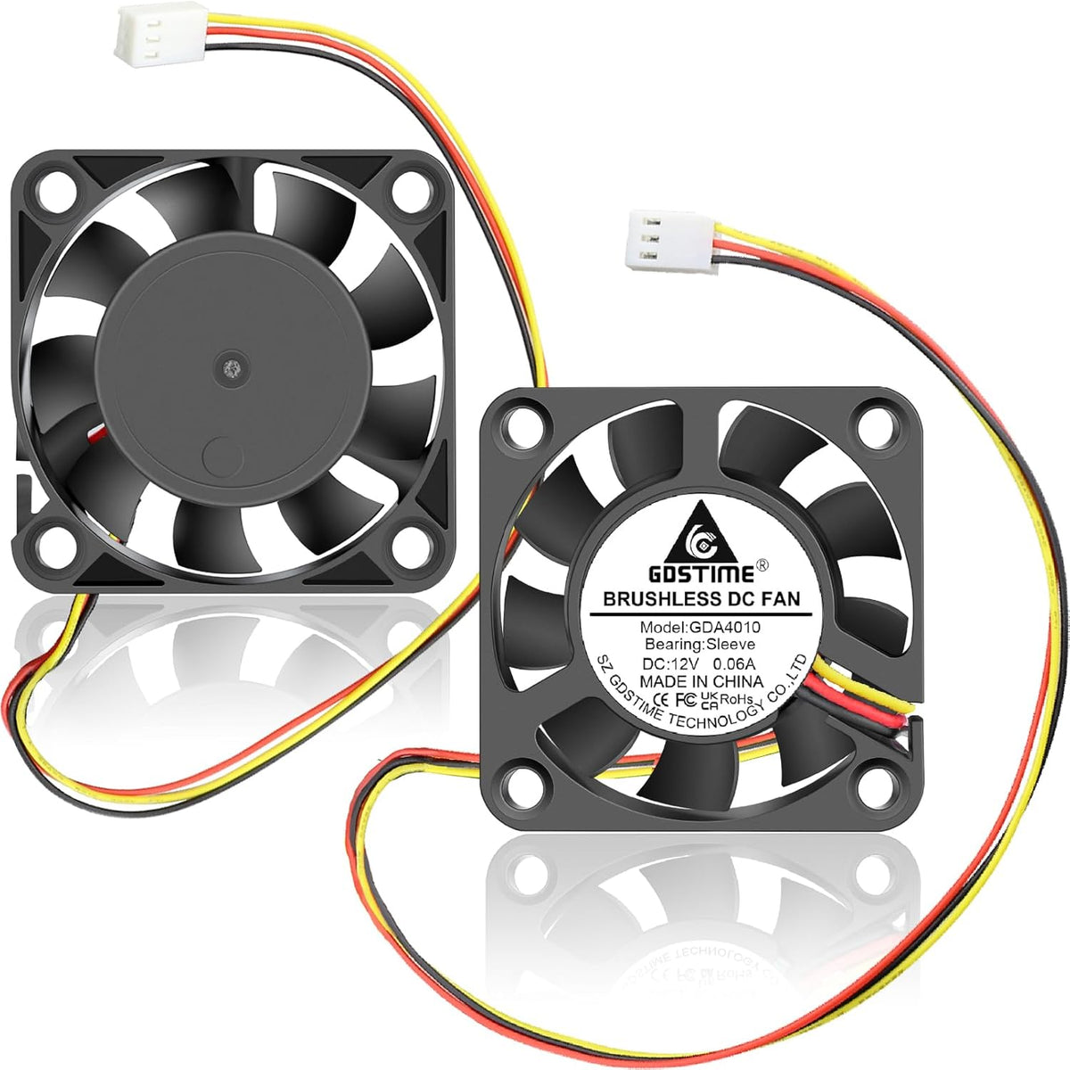 GDSTIME brushless DC cooling fan front view showing the compact 40 millimeters design.