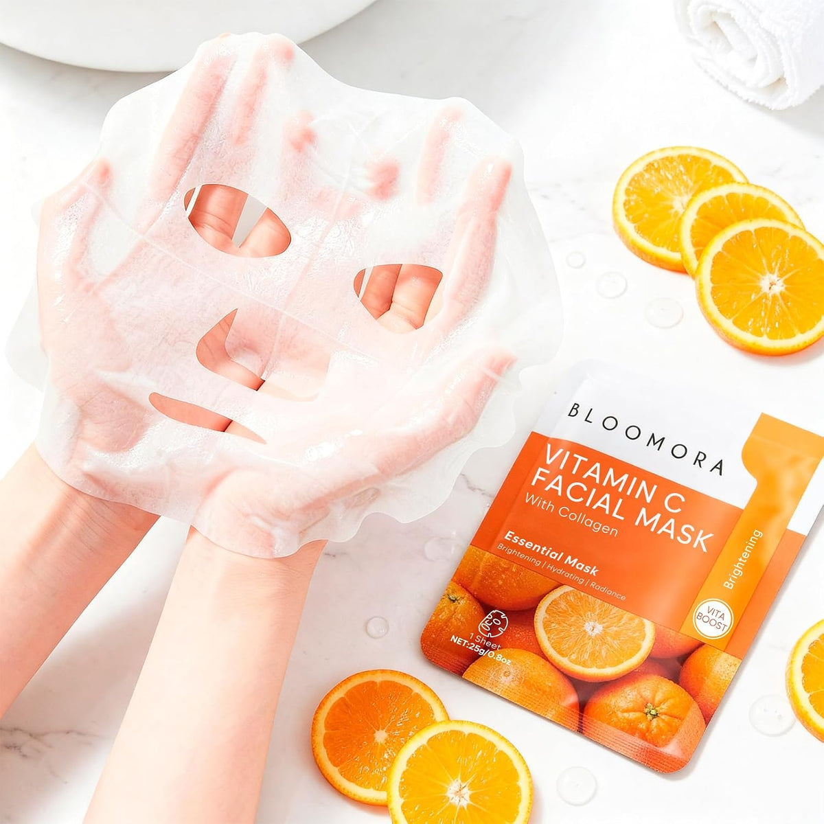 Bloomora aloe vera and collagen sheet mask packaging