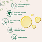 Micro Ingredients cold-pressed castor oil label and size details