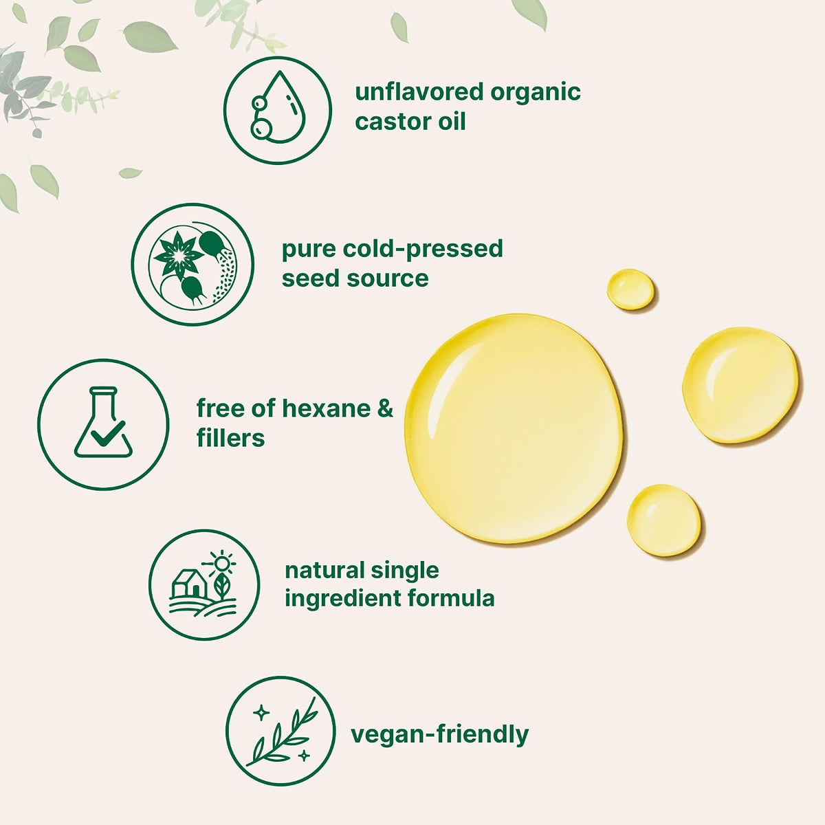 Micro Ingredients cold-pressed castor oil label and size details