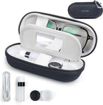 Luxtude 2-in-1 contact lens and glasses case in black front view