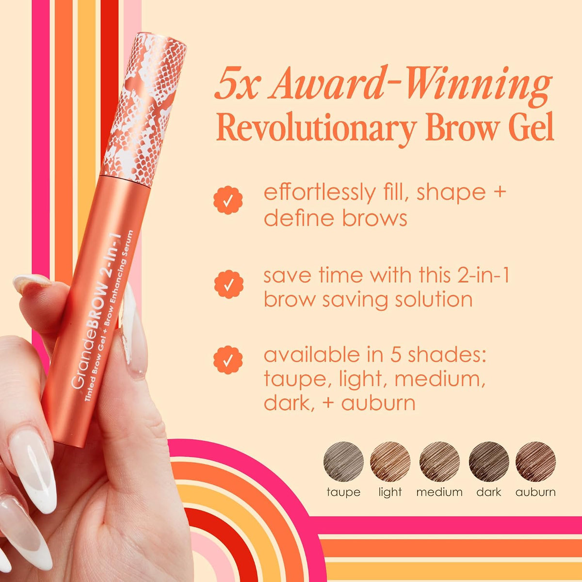 Grande Cosmetics GrandeBROW product packaging showing shade and details