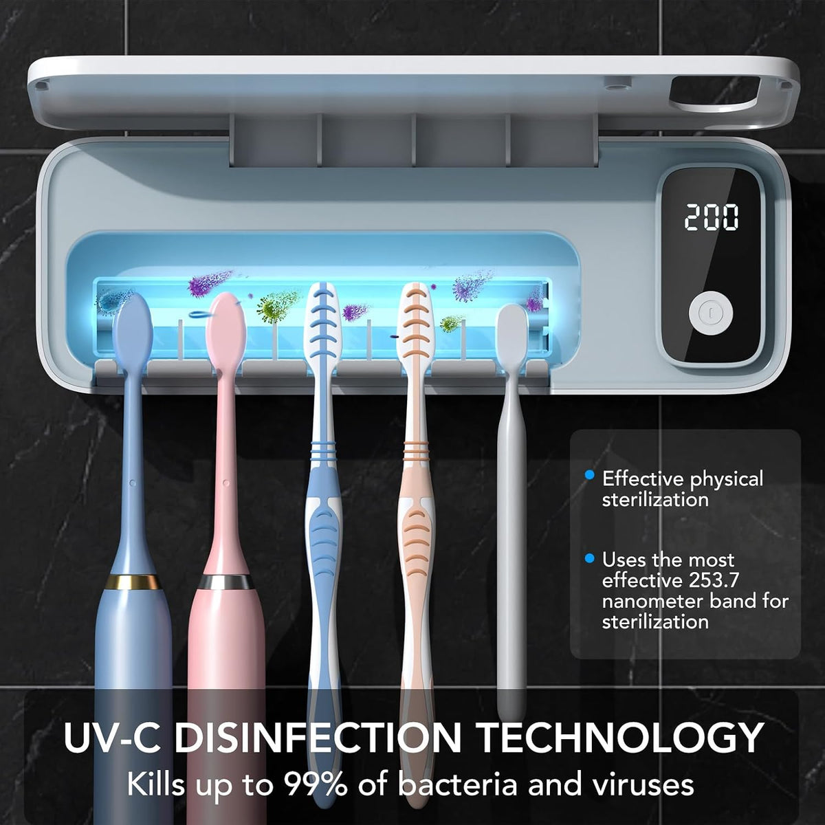 StarWin cordless toothbrush sterilizer mounted in bathroom