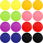 Skylety home air hockey pucks front view showing sixteen multicolor replacement pieces