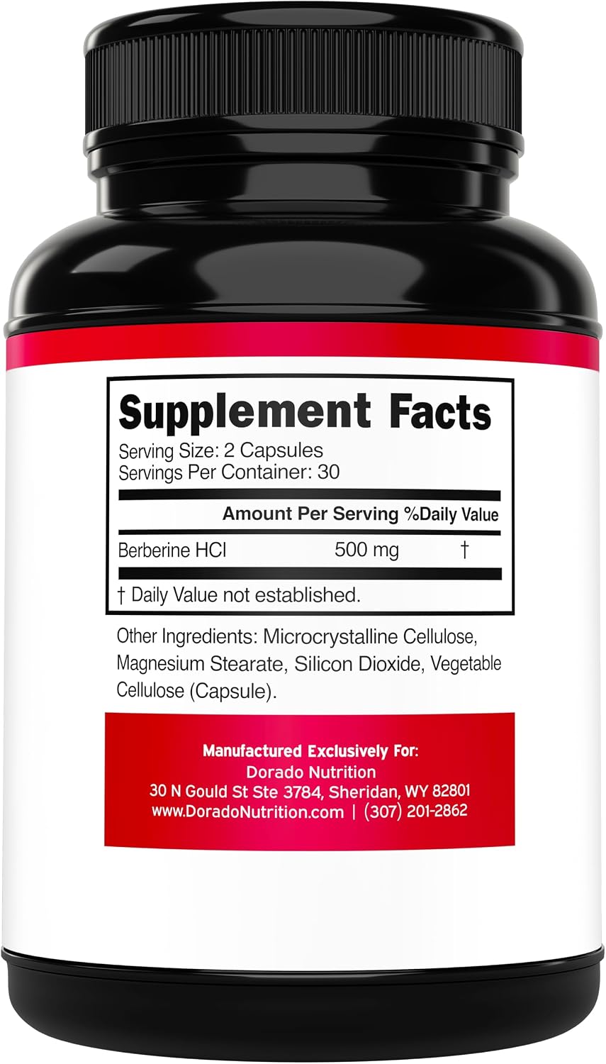 Dorado Nutrition Berberine vegan capsules packaging details