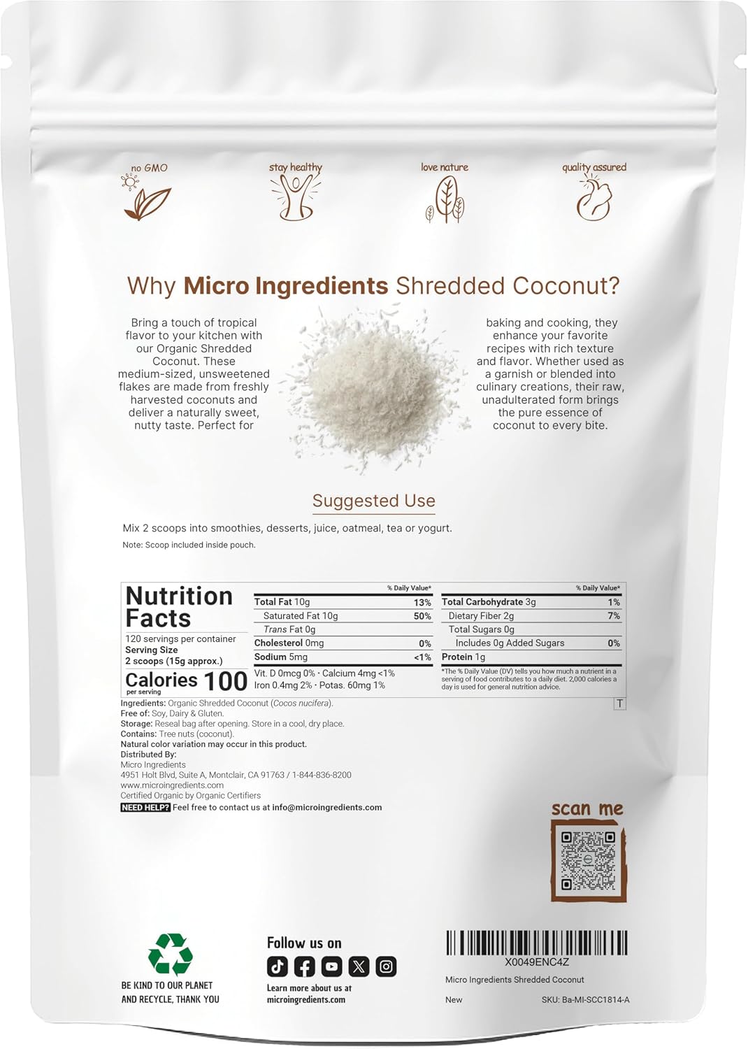 Close up of raw medium sized unsweetened coconut flakes texture