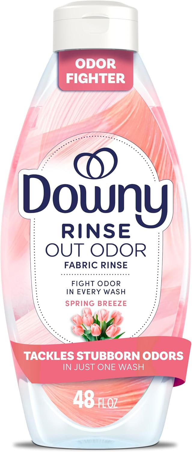 Downy Rinse Laundry Odor Remover, Spring Breeze Scent, 48 FL OZ, Fabric Softener and Laundry Odor Removal Rinse - Image 1