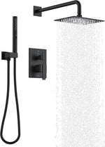 KENES Brushed Nickel Shower Head and Handle Set, Square Shower Faucet Set | Shower Faucet with 10-Inch Rain Shower Head, Square Shower System, Valve Included, Lead-Free cUPC & NSF Certified, Stainless - Image 12