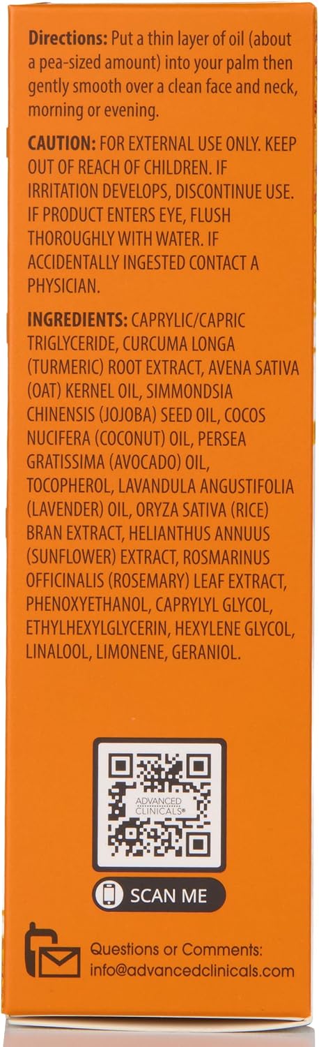 Advanced Clinicals Turmeric Oil Serum For Face | Facial Skin Care Serum With Jojoba + Coconut Oil To Improve Appearance Of Dark Spots & Uneven Skin Tone | Antioxidant Dry Skin Moisturizer, 1.8 Fl Oz - Image 9