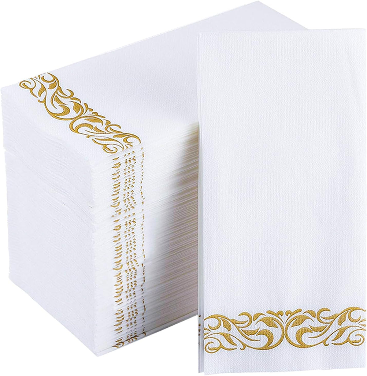 JOLLY CHEF 100 Disposable Hand Towels front view gold and white decorative napkins