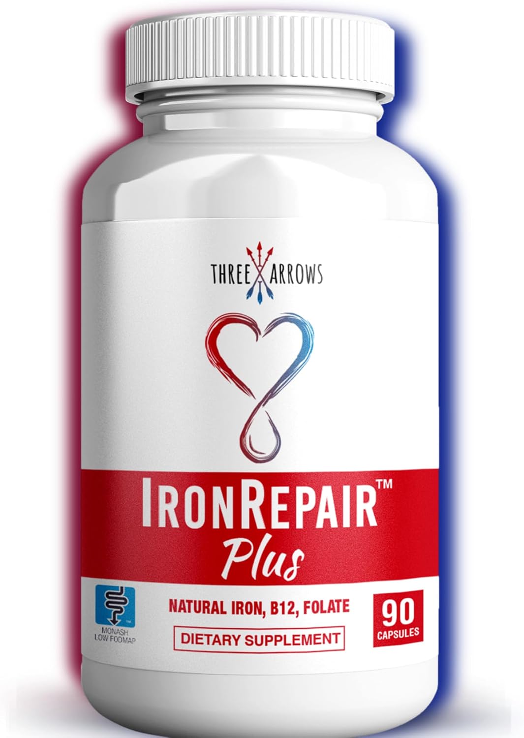Three Arrows Iron Repair Plus supplement bottle front view natural iron