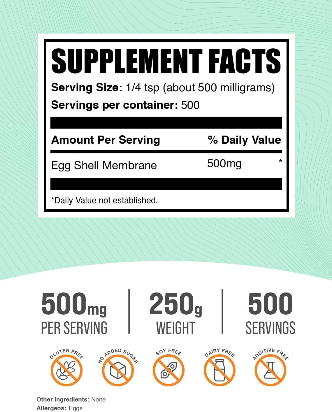 BulkSupplements Egg Shell Membrane collagen powder packaging details