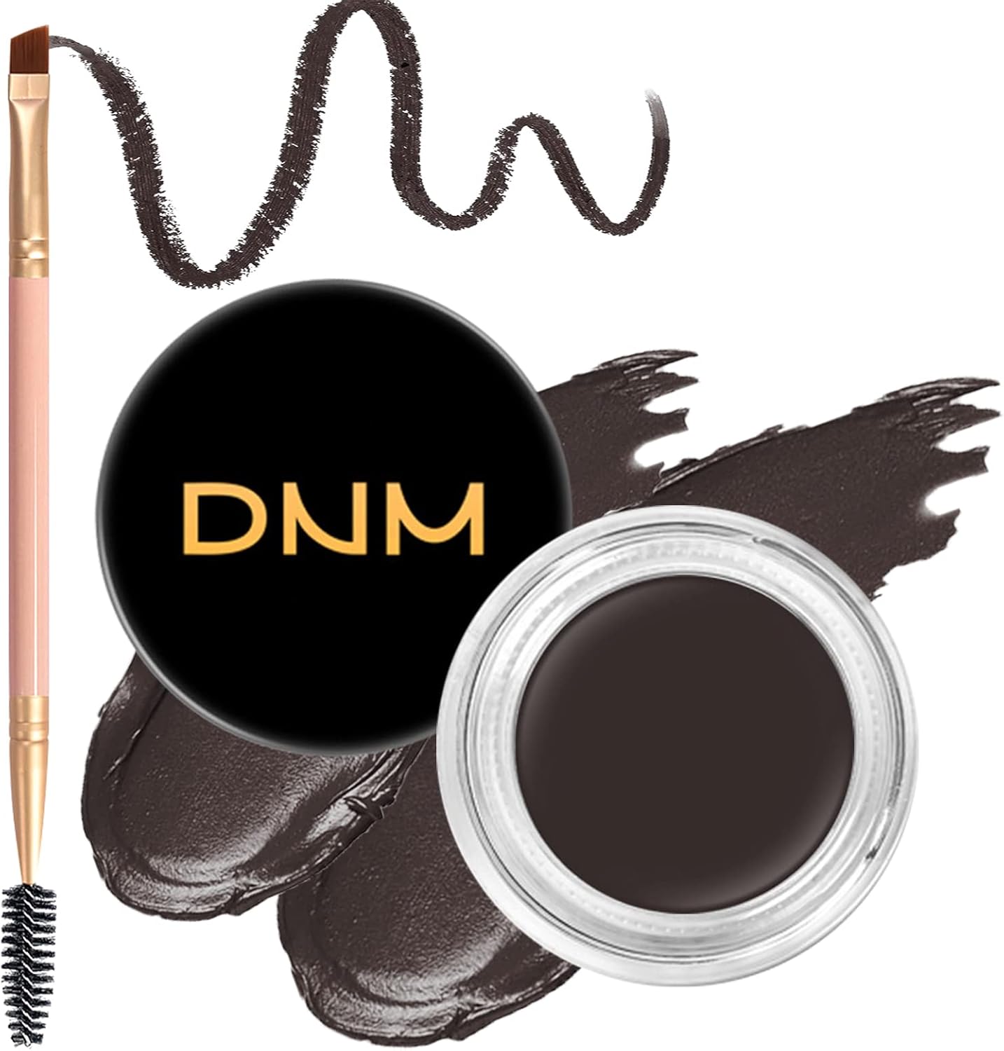 BEFIVECOK brow pomade kit front view with ebony eyebrow cream and dual brush