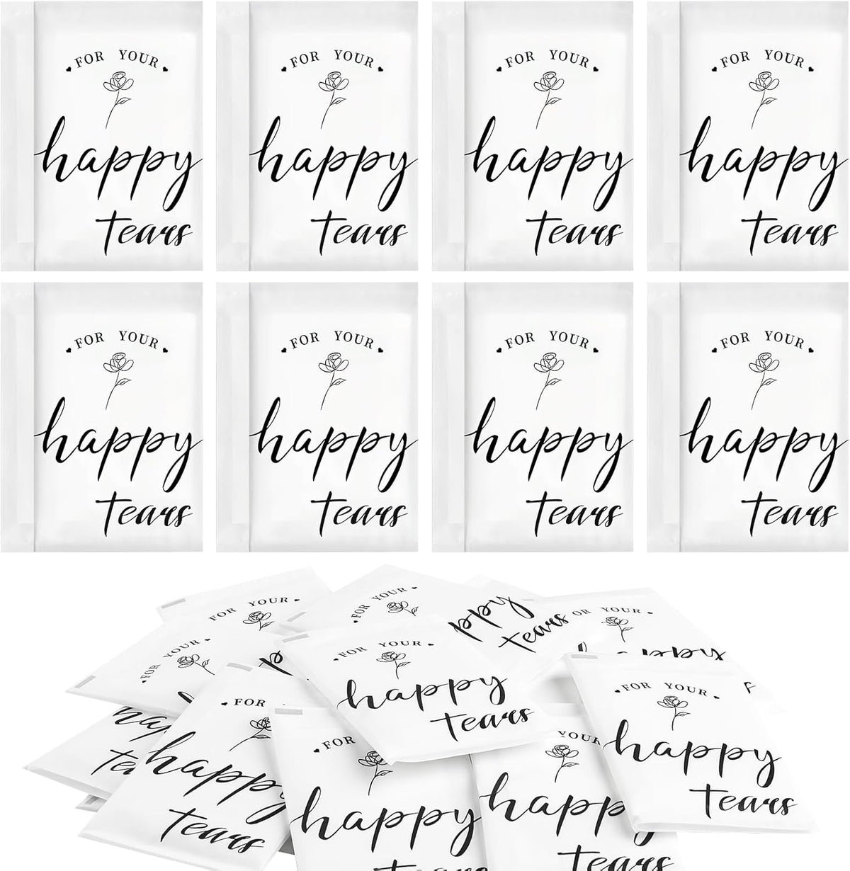 Ohuimrt happy tears tissues for wedding individual pocket packs front view