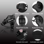 Black voopet emotional support animal harness with removable tags side view