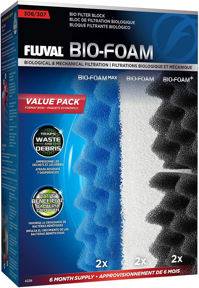 Fluval Bio Foam Value Pack front view showcasing replacement aquarium filter media blocks for canister filtration.