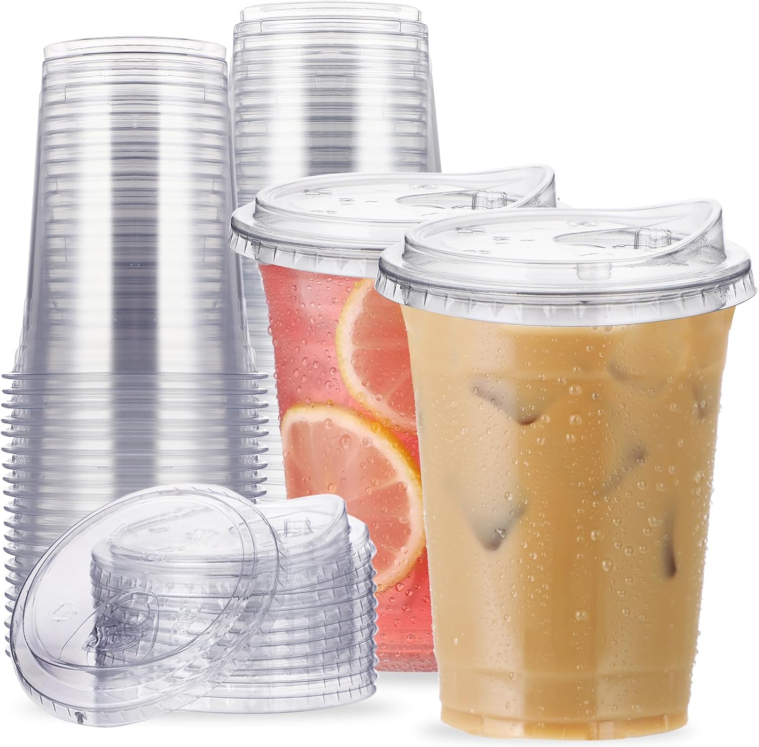 Aatriet 16 ounce clear plastic cups front view