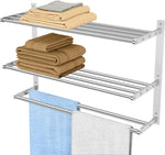 Bethom Bathroom Towel Rack with Bars, 16 Inch Towel Shelf, Matte Black | 3-Tier Hotel Towel Racks for Bathroom Wall Mounted, Bath Towels Storage, Stainless Steel - Image 10