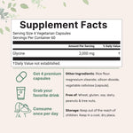Micro Ingredients glycine supplemental facts panel showing serving size and ingredients.
