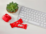 Snack size Kit Kat chocolate bars arranged neatly for lunchbox meal preparation.