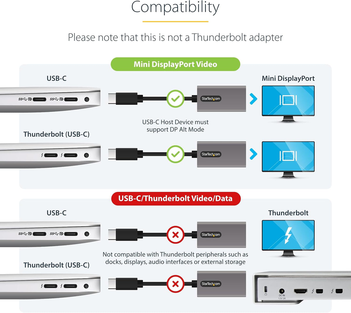 StarTech USB-C to Mini DisplayPort Adapter close up of USB-C connector