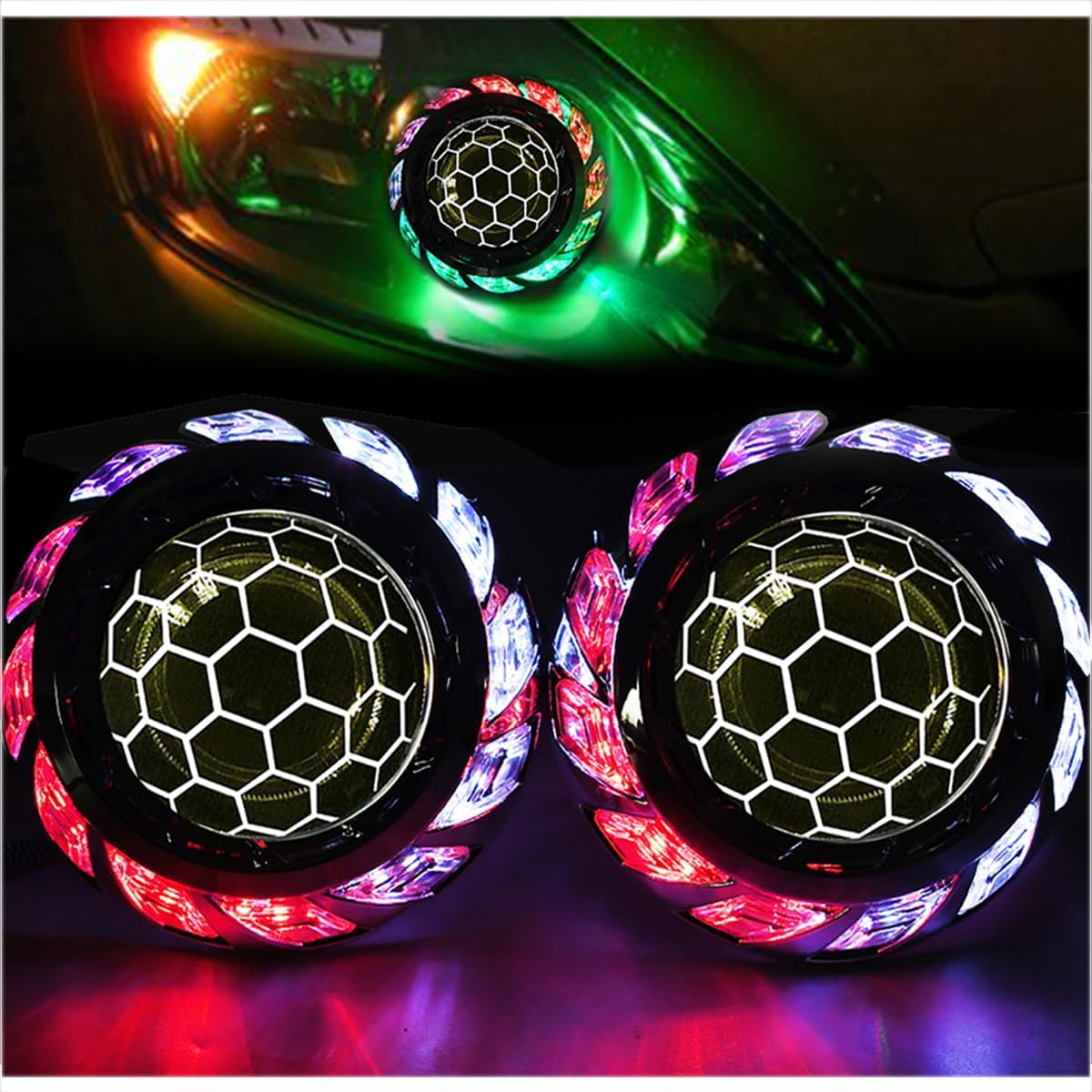 Hgthxdf 3.0 inch blue honeycomb projector lens front view
