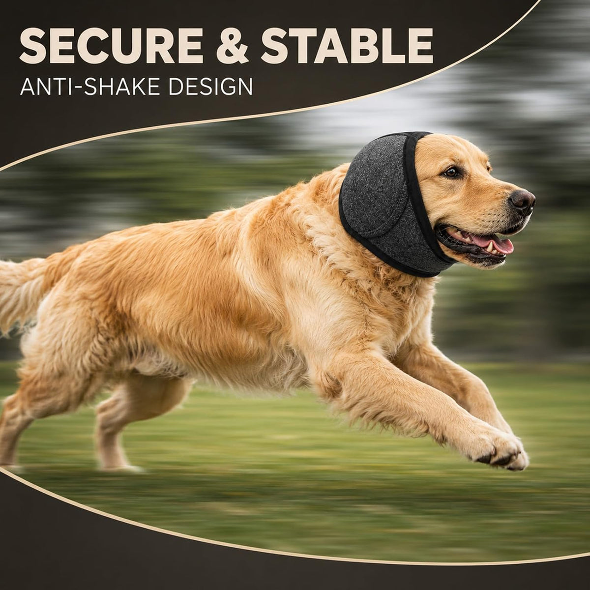 Yetary anti shake dog ear muffs for thunder and firework noise protection.