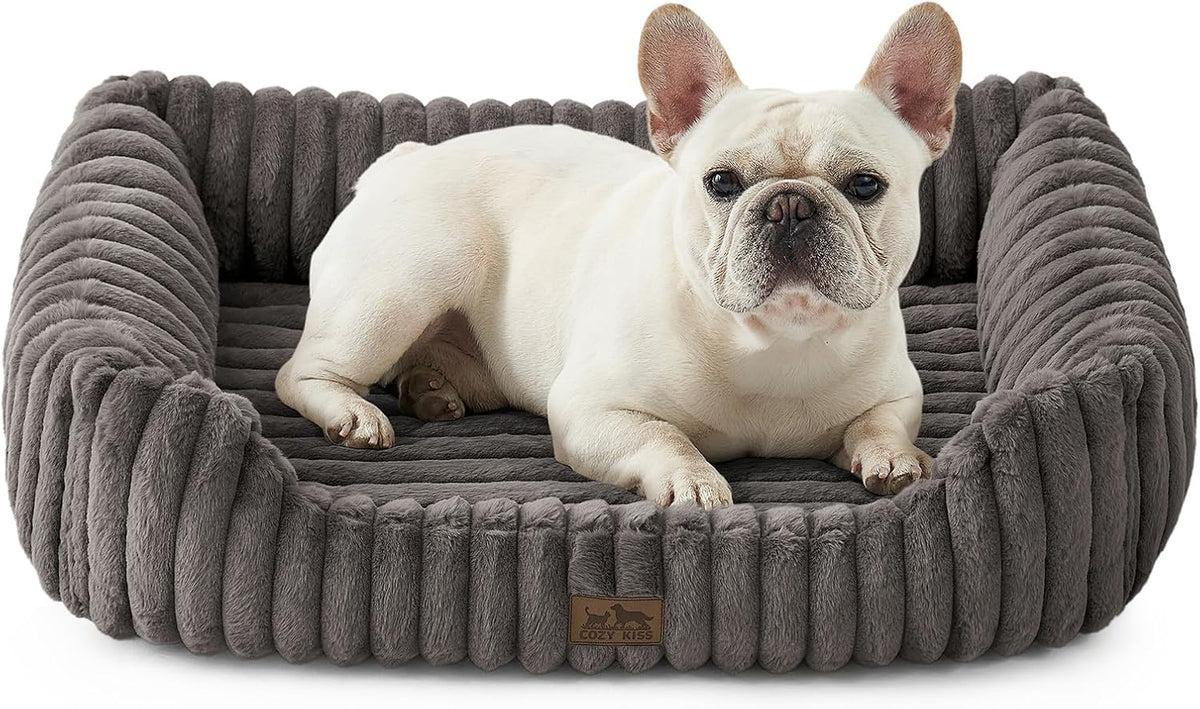 Orthopedic Dog Bed for Small Dogs & Cats - Washable Rectangle Pet Bed with Anti-Slip Bottom, Soft Calming Cat & Puppy Bed for Indoor Pets (25"x21"x6", Cream) - Image 9