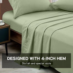 Sage green microfiber top sheet folded display
