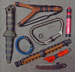 Outdoor survival gear bundle with rubber bands