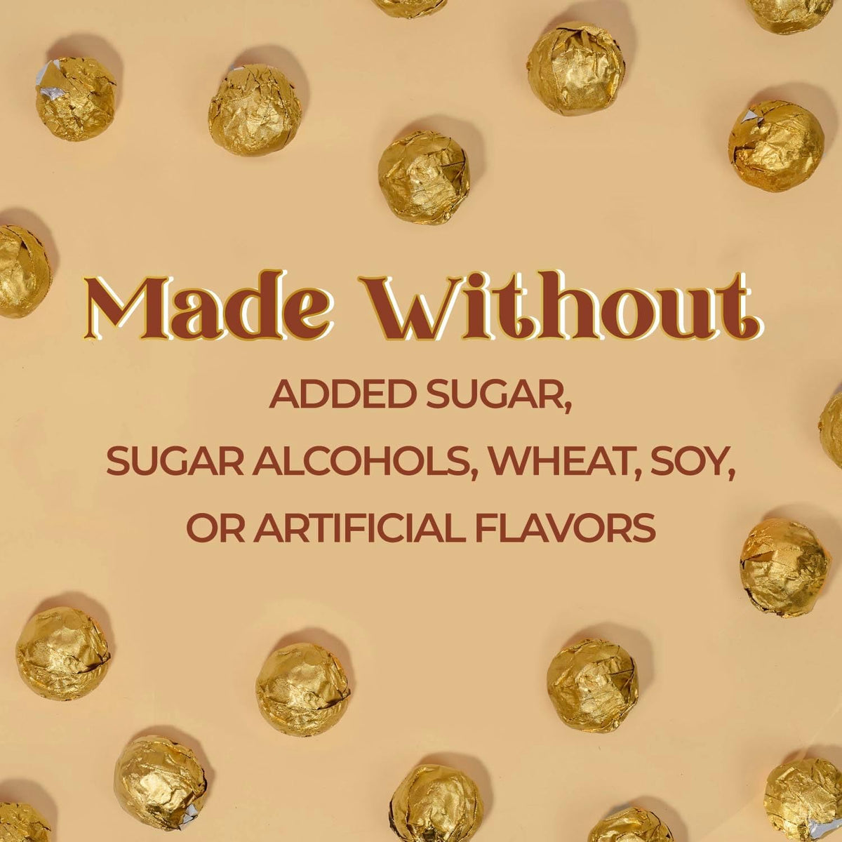 Individually wrapped ChocZero royal milk chocolate hazelnut truffles spread out