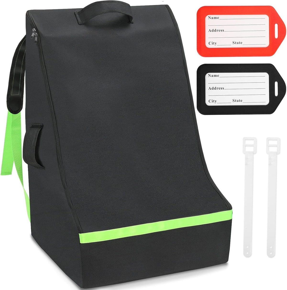 Sublaga car seat travel bag front view with shoulder straps