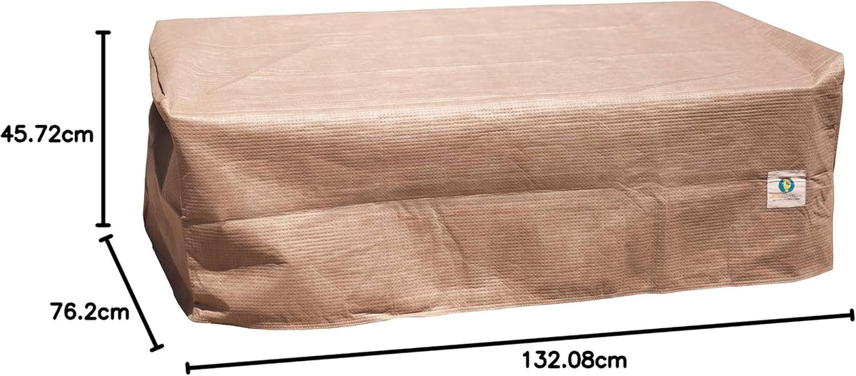 Duck Covers Elite 52 inch neutral cappuccino mocha color tone in backyard setting