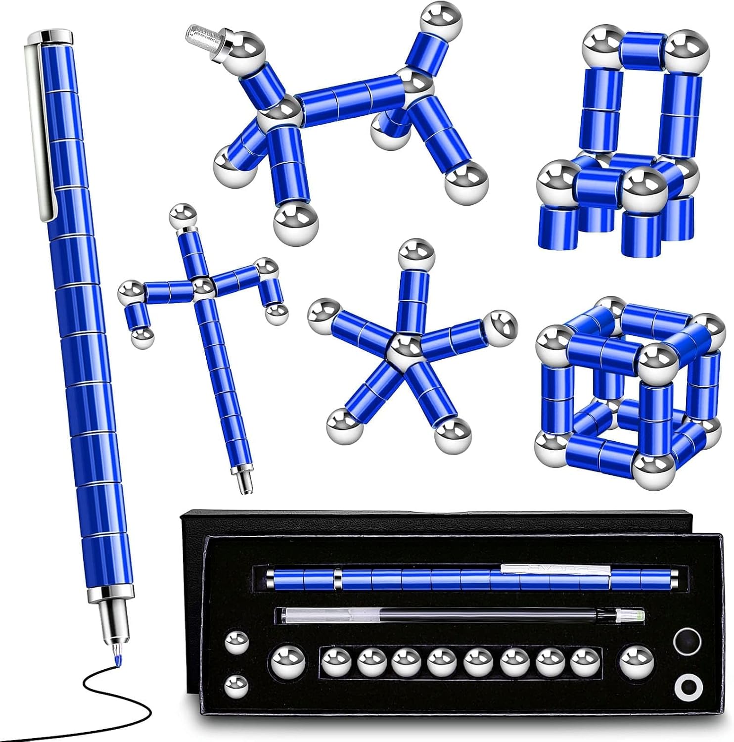 Kodatek magnetic fidget pen front view blue color.