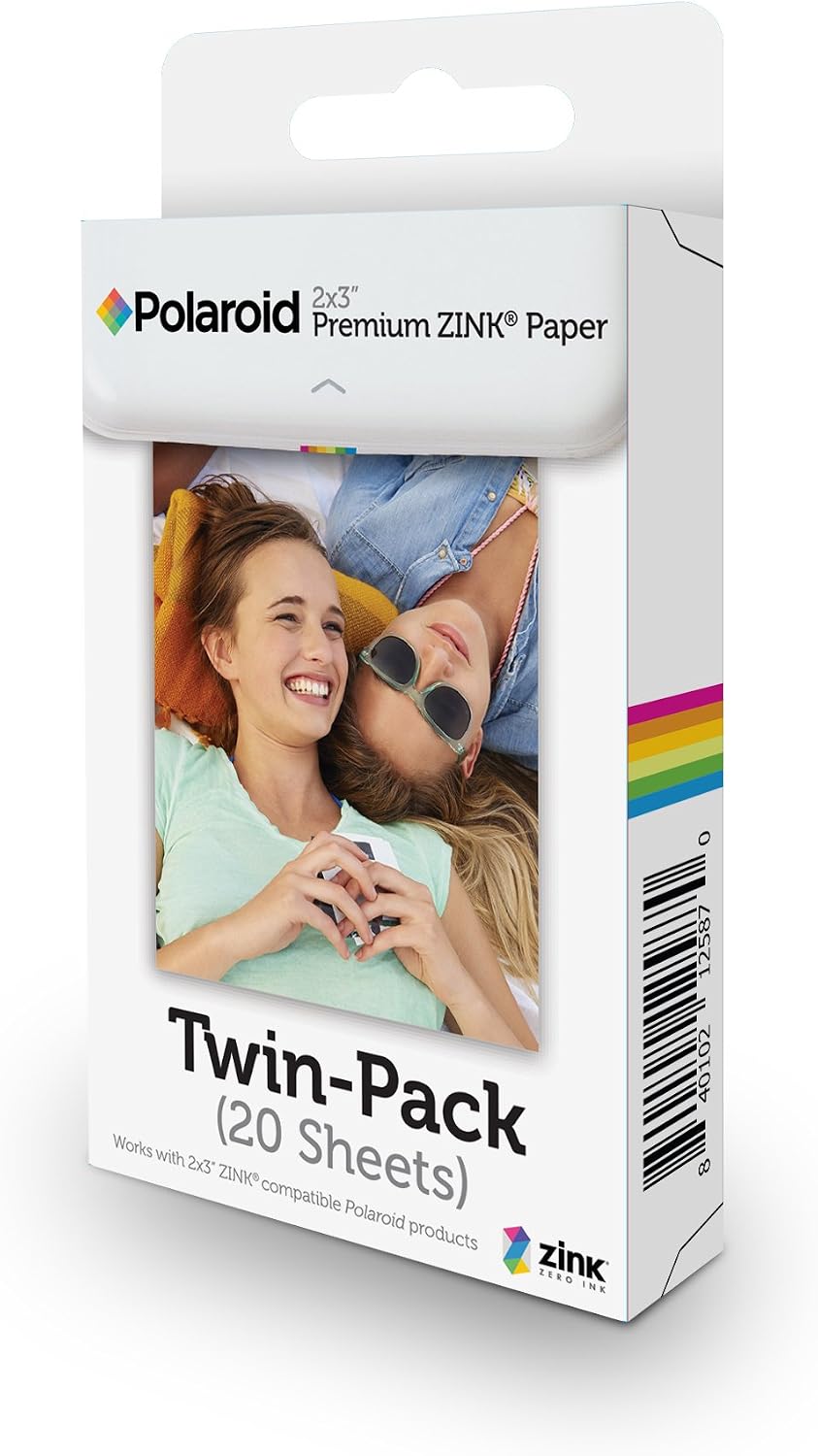 Zink 30 pack photo paper stacked side angle view