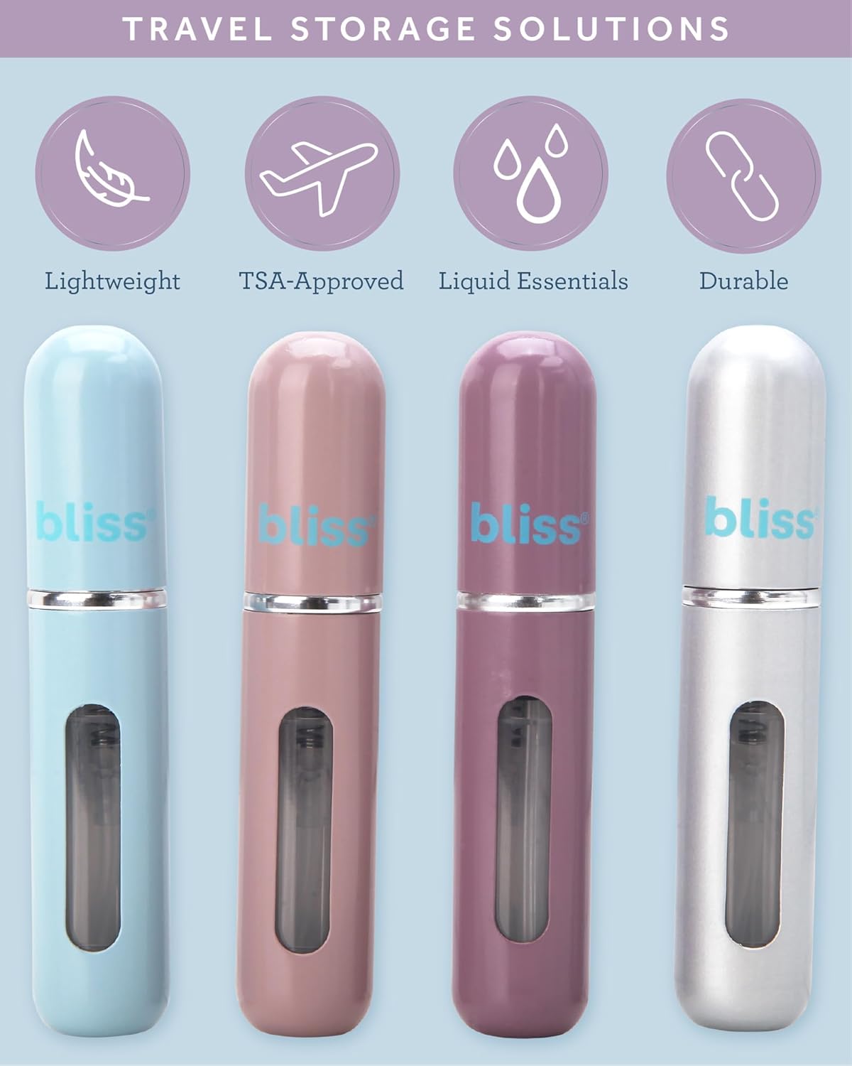 Close-up of the leak-proof bottom fill pump mechanism on the portable fragrance spray container.