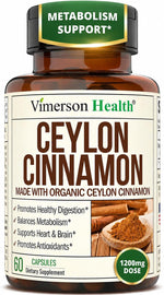 Vimerson Health organic Ceylon cinnamon capsules front view supplement bottle