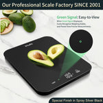 Vitafit digital food scale LED display lighting up in kitchen setting