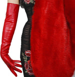 DooWay red opera gloves worn on model