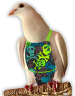 Bevs Bird Boutique flight diaper size 7 showing curved split seam design for chest comfort