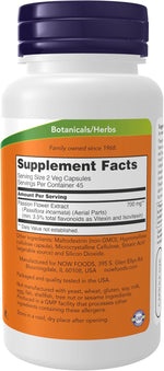 Now Foods passion flower 350mg vegetarian capsules packaging label details