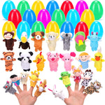YEAHBEER 24 Pieces Prefilled Easter Eggs with plush animal finger puppets front view assortment