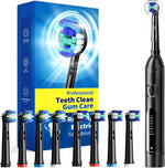 Teetheory rotating electric toothbrush for adults in black showing front view