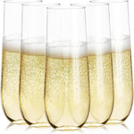 Prestee Plastic Champagne Flutes 24 count set front view for party planning.
