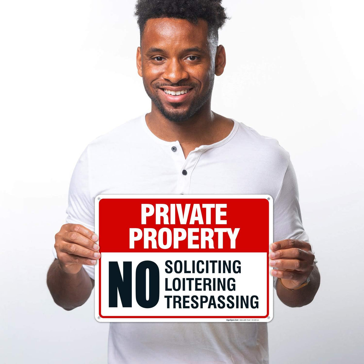 Two pack private property metal signs with pre-drilled corner holes