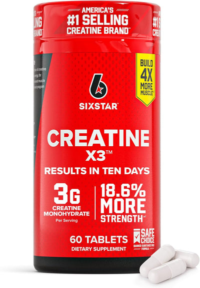 Six Star Creatine Pills, X3 (60 Caplets) - Creatine for Women & Men - Creatine Capsules Support Muscle Strength - Pre & Post Workout Creatine Supplement for Muscle Recovery & Building - 20 Servings - Image 1
