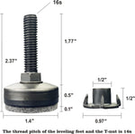 TWIG threaded leg leveler screw with large base
